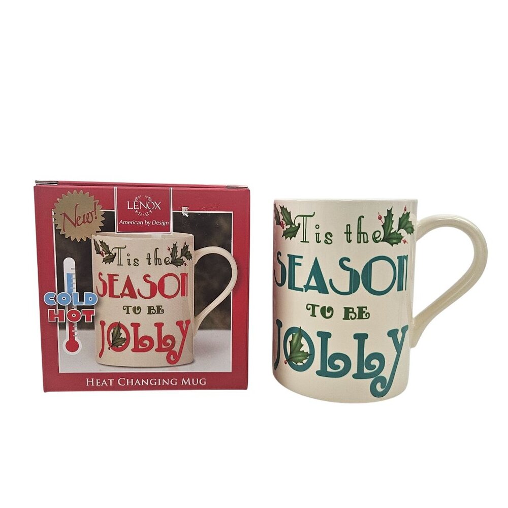 Lenox Heat Changing Christmas Mug Tis the Season Holiday 12oz NIB Coffee Tea
